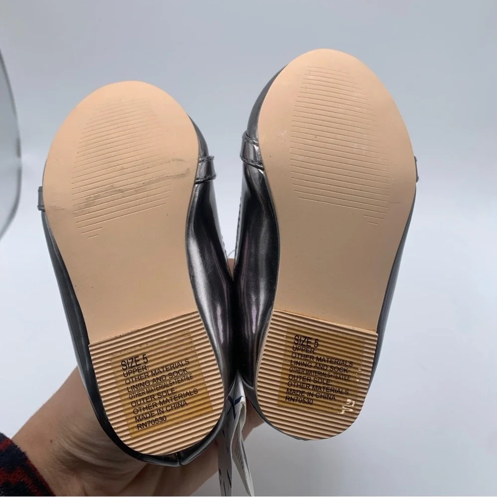 NWT Janie and Jack Metallic Mary Jane Dress Shoes size 5 baby shoes flats 1083 - Picture 4 of 7